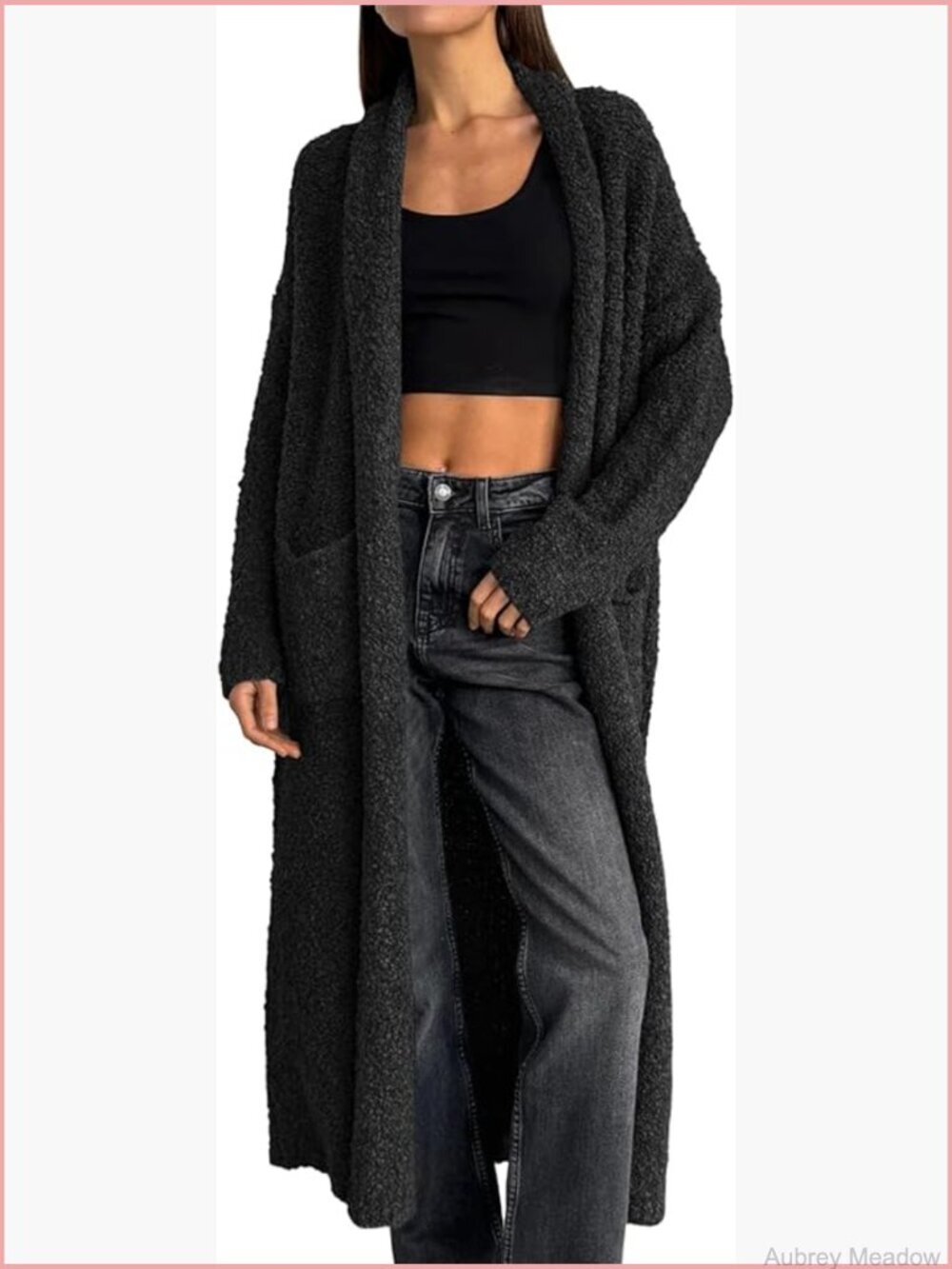 Oversized Open Front Long Cardigan Sweater Duster Coat with Pockets
